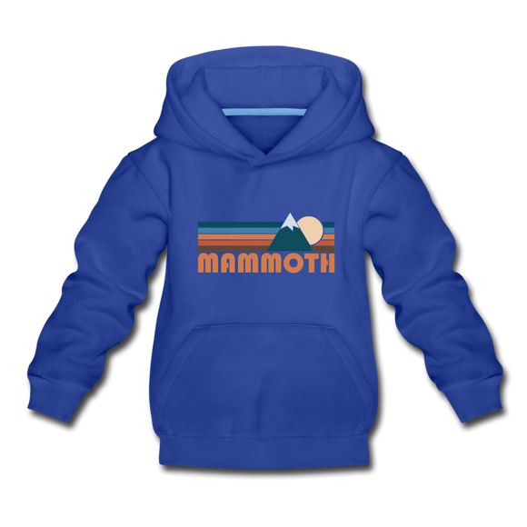 Mammoth, California Youth Hoodie - Retro Mountain Youth Mammoth Hooded Sweatshirt - royal blue