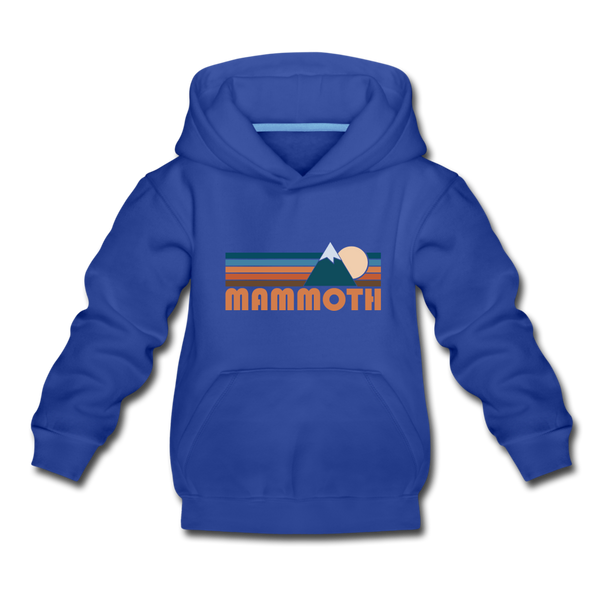 Mammoth, California Youth Hoodie - Retro Mountain Youth Mammoth Hooded Sweatshirt - royal blue