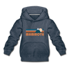 Mammoth, California Youth Hoodie - Retro Mountain Youth Mammoth Hooded Sweatshirt - heather denim