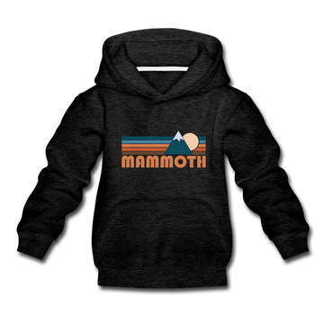 Mammoth, California Youth Hoodie - Retro Mountain Youth Mammoth Hooded Sweatshirt - charcoal gray