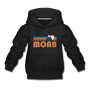 Moab, Utah Youth Hoodie - Retro Mountain Youth Moab Hooded Sweatshirt - black