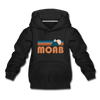 Moab, Utah Youth Hoodie - Retro Mountain Youth Moab Hooded Sweatshirt - black