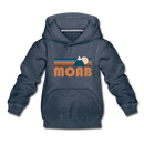 Moab, Utah Youth Hoodie - Retro Mountain Youth Moab Hooded Sweatshirt - heather denim