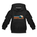 North Carolina Youth Hoodie - Retro Mountain Youth North Carolina Hooded Sweatshirt - black