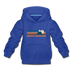 North Carolina Youth Hoodie - Retro Mountain Youth North Carolina Hooded Sweatshirt - royal blue