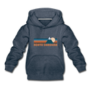 North Carolina Youth Hoodie - Retro Mountain Youth North Carolina Hooded Sweatshirt - heather denim