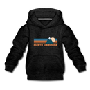 North Carolina Youth Hoodie - Retro Mountain Youth North Carolina Hooded Sweatshirt - charcoal gray