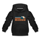 Missoula, Montana Youth Hoodie - Retro Mountain Youth Missoula Hooded Sweatshirt - black