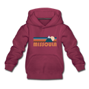 Missoula, Montana Youth Hoodie - Retro Mountain Youth Missoula Hooded Sweatshirt - burgundy