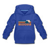 Missoula, Montana Youth Hoodie - Retro Mountain Youth Missoula Hooded Sweatshirt - royal blue
