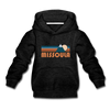 Missoula, Montana Youth Hoodie - Retro Mountain Youth Missoula Hooded Sweatshirt - charcoal gray