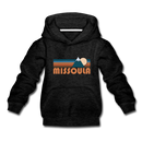 Missoula, Montana Youth Hoodie - Retro Mountain Youth Missoula Hooded Sweatshirt - charcoal gray
