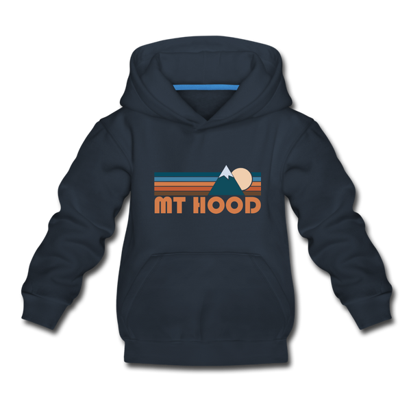 Mount Hood, Oregon Youth Hoodie - Retro Mountain Youth Mount Hood Hooded Sweatshirt - navy