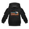 Oregon Youth Hoodie - Retro Mountain Youth Oregon Hooded Sweatshirt - black