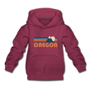Oregon Youth Hoodie - Retro Mountain Youth Oregon Hooded Sweatshirt - burgundy