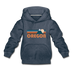 Oregon Youth Hoodie - Retro Mountain Youth Oregon Hooded Sweatshirt - heather denim
