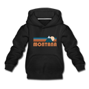 Montana Youth Hoodie - Retro Mountain Youth Montana Hooded Sweatshirt - black