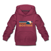 Montana Youth Hoodie - Retro Mountain Youth Montana Hooded Sweatshirt - burgundy