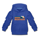 Montana Youth Hoodie - Retro Mountain Youth Montana Hooded Sweatshirt - royal blue