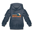 Montana Youth Hoodie - Retro Mountain Youth Montana Hooded Sweatshirt - heather denim