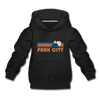 Park City, Utah Youth Hoodie - Retro Mountain Youth Park City Hooded Sweatshirt - black