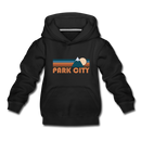 Park City, Utah Youth Hoodie - Retro Mountain Youth Park City Hooded Sweatshirt - black
