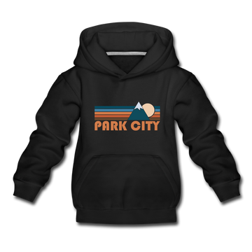 Park City, Utah Youth Hoodie - Retro Mountain Youth Park City Hooded Sweatshirt - black