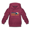 Park City, Utah Youth Hoodie - Retro Mountain Youth Park City Hooded Sweatshirt - burgundy