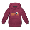 Park City, Utah Youth Hoodie - Retro Mountain Youth Park City Hooded Sweatshirt - burgundy