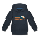 Park City, Utah Youth Hoodie - Retro Mountain Youth Park City Hooded Sweatshirt - navy