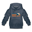 Park City, Utah Youth Hoodie - Retro Mountain Youth Park City Hooded Sweatshirt - heather denim