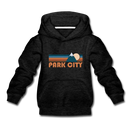 Park City, Utah Youth Hoodie - Retro Mountain Youth Park City Hooded Sweatshirt - charcoal gray