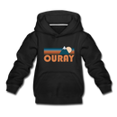 Ouray, Colorado Youth Hoodie - Retro Mountain Youth Ouray Hooded Sweatshirt - black