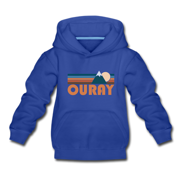Ouray, Colorado Youth Hoodie - Retro Mountain Youth Ouray Hooded Sweatshirt - royal blue