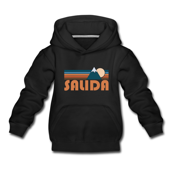 Salida, Colorado Youth Hoodie - Retro Mountain Youth Salida Hooded Sweatshirt - black
