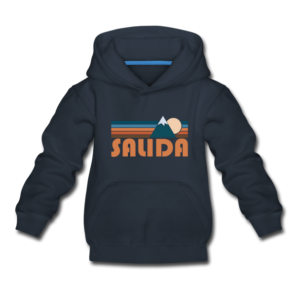Salida, Colorado Youth Hoodie - Retro Mountain Youth Salida Hooded Sweatshirt - navy
