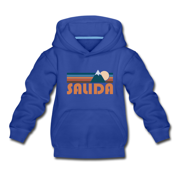 Salida, Colorado Youth Hoodie - Retro Mountain Youth Salida Hooded Sweatshirt - royal blue