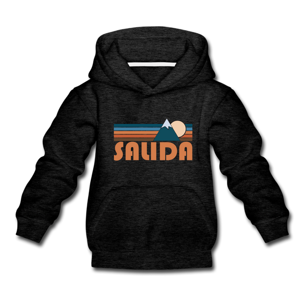Salida, Colorado Youth Hoodie - Retro Mountain Youth Salida Hooded Sweatshirt - charcoal gray