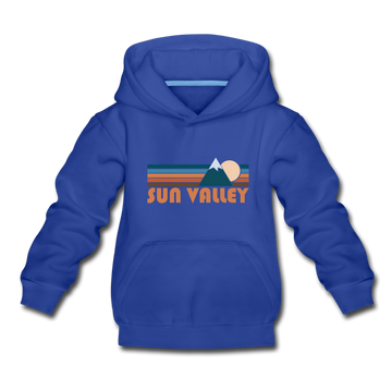 Sun Valley, Idaho Youth Hoodie - Retro Mountain Youth Sun Valley Hooded Sweatshirt - royal blue
