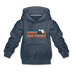 Sun Valley, Idaho Youth Hoodie - Retro Mountain Youth Sun Valley Hooded Sweatshirt - heather denim