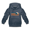 Steamboat, Colorado Youth Hoodie - Retro Mountain Youth Steamboat Hooded Sweatshirt - heather denim