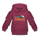 Tahoe, California Youth Hoodie - Retro Mountain Youth Tahoe Hooded Sweatshirt - burgundy