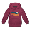 Tahoe, California Youth Hoodie - Retro Mountain Youth Tahoe Hooded Sweatshirt - burgundy