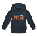 Tahoe, California Youth Hoodie - Retro Mountain Youth Tahoe Hooded Sweatshirt - navy