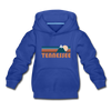 Tennessee Youth Hoodie - Retro Mountain Youth Tennessee Hooded Sweatshirt - royal blue