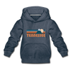 Tennessee Youth Hoodie - Retro Mountain Youth Tennessee Hooded Sweatshirt - heather denim