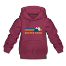 Winter Park, Colorado Youth Hoodie - Retro Mountain Youth Winter Park Hooded Sweatshirt - burgundy