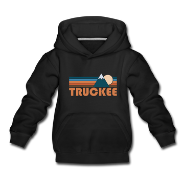 Truckee, California Youth Hoodie - Retro Mountain Youth Truckee Hooded Sweatshirt - black