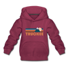 Truckee, California Youth Hoodie - Retro Mountain Youth Truckee Hooded Sweatshirt - burgundy
