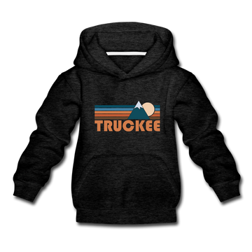 Truckee, California Youth Hoodie - Retro Mountain Youth Truckee Hooded Sweatshirt - charcoal gray